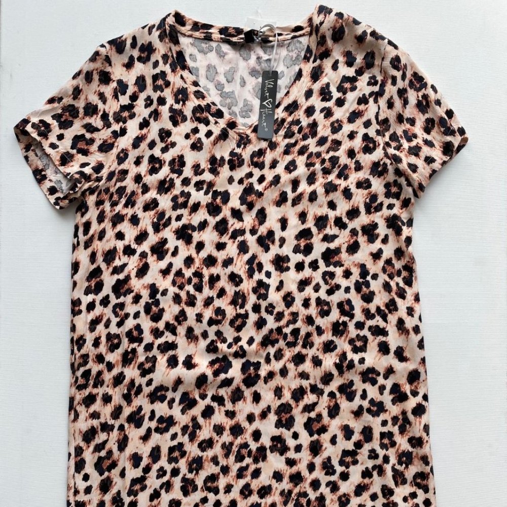Velvet Heart V-Neck Shirt Dress Leopard